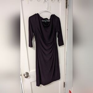 Ralph Lauren long sleeve rouched waist dress, purple